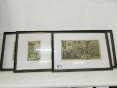 4 early framed and glazed engravings bearing the signature W Hogarth