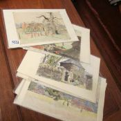 A collection of unframed watercolours