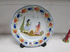 A French Quimper hand painted plate