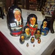 A set of Russian Babooshka dolls depicting Russian leaders