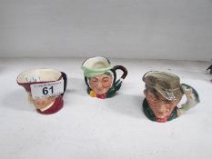 3 miniature Royal Doulton character jugs
