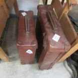 2 vintage leather record cases and contents, (78's,