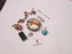 A silver and turquoise heart and other jewellery