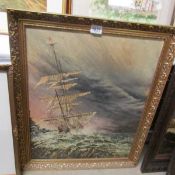 An oil on board of ship in storm