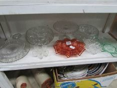 A mixed lot of glassware including cake stand,