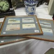 A set of 12 framed and glazed aeroplane and zeppelin postcards,
