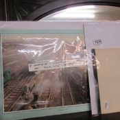 2 prints after Terence Cuneo 'Clapham Junction' and a book of 10 colour plates 'Locos in