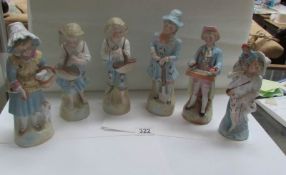 6 Victorian porcelain figures
