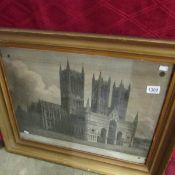 An 1812 engraving of Lincoln Cathedral by H Burgess
