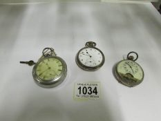 3 silver pocket watches including Ebdonas patent,