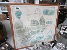 A framed and glazed map of Gainsborough signed Dr. M.