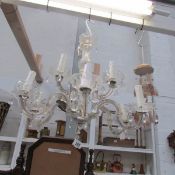A 9 light glass chandelier