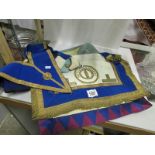 3 Masonic aprons and a Masonic sash