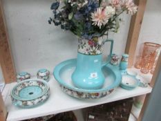 A Victorian jug and basin set with soap dishes,