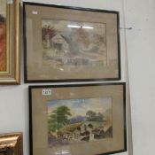 A pair of framed and glazed watercolours of rural scenes