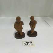 2 carved wood Oriental figures