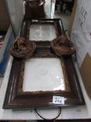 A pair of framed and glazed plaster plaques (one a/f) and a pair of a/f Victorian plaques