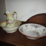 An early 19th century Mason's 'Oriental' bowl (repaired), a jug & basin set,