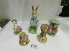 5 Beswick Beatrix Potter figures including 100th anniversary Peter Rabbit