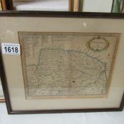 An old framed and glazed map of Norfolk