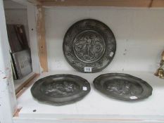 3 pewter plaques