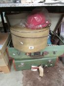 A mixed lot of vintage suitcases, vanity case,