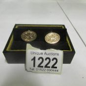 A pair of rose gold chased cuff links dated Birmingham 1931, approx. 6.