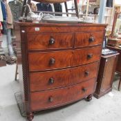 A Victorian mahogany 2 over 3 bow front chest of drawers