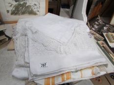 A quantity of good linen including embroidered table linen