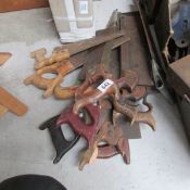 A quantity of small vintage wood saws