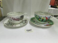 2 Royal Worcester golfing cups and saucers