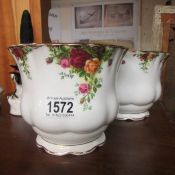 A pair of Royal Albert Old Country Roses planters