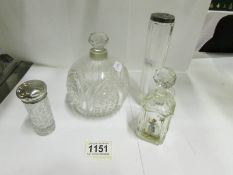 4 cut glass perfume bottles,