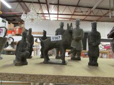 6 Terracotta soldier figures and a horse,