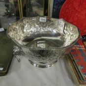 A large silver plated punch bowl