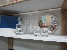 A boxed Majestic crystal decanter with 2 glasses,