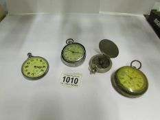 3 pocket watches including Jaeger-Lecoutre and a USA compass
