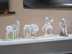 3 Unicorn figures and a Pegasus