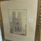A watercolour of Notre Dame cathedral,