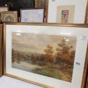 A framed and glazed watercolour 'By the Arun' by Harold Lawes (1865-1940)