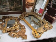 4 gilt framed mirrors including Art Nouveau style
