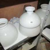 A quantity of opaque glass oil lamp shades