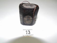A Chinese hard wood and bone 'Bells Blessing characters' snuff box