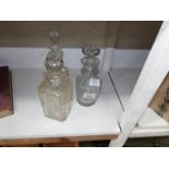 3 glass decanters