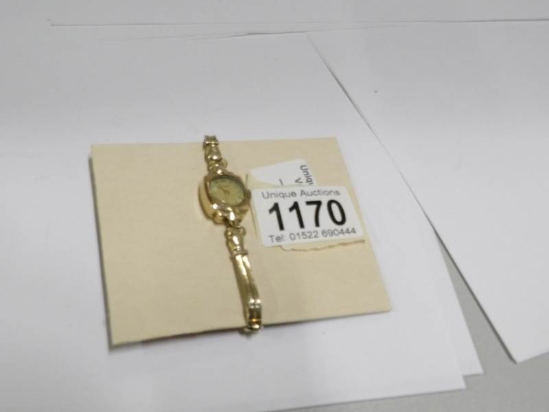 A 9ct gold ladies wrist watch on rolled gold chain, - Image 3 of 3