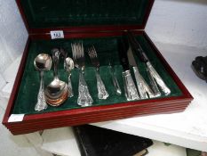 A cased Sheffield plate part cutlery set