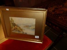 A pair of lake and mountain scene watercolours signed Read Wallace