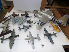 A quantity of model aircraft including tin plate and die cast