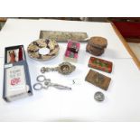 A mixed lot including seals, tea strainer,