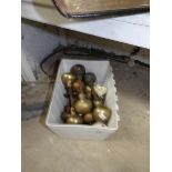 A quantity of brass door knobs etc